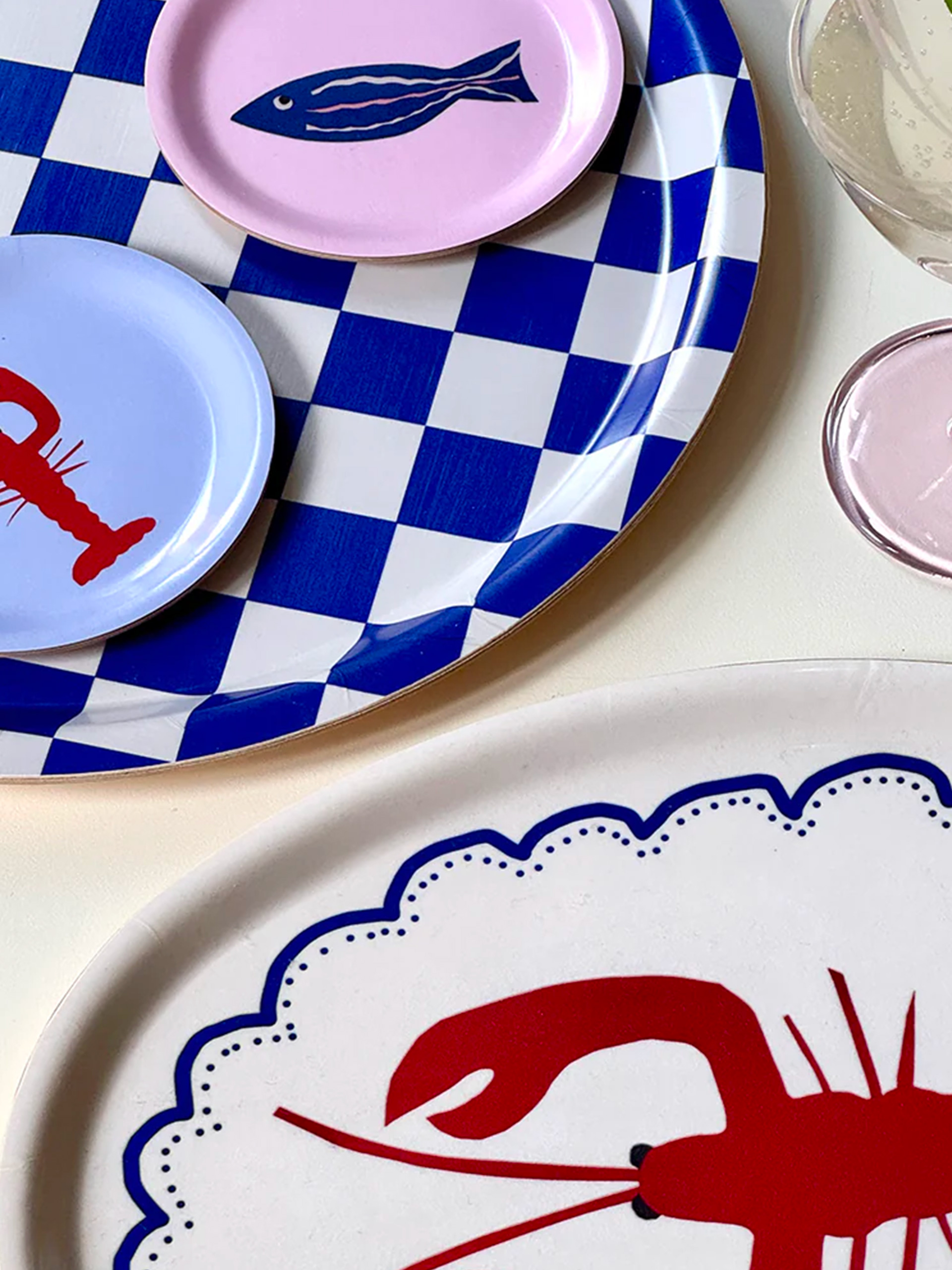 PLATEAU OVAL HOMARD - BLU KAT Blanc , Maison Bensimon