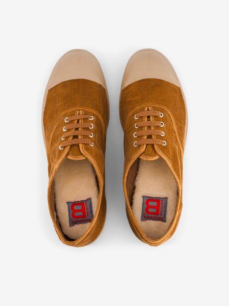 TENNIS FEMME LACET CORDUROY  Miel , Tennis & Chaussures Bensimon