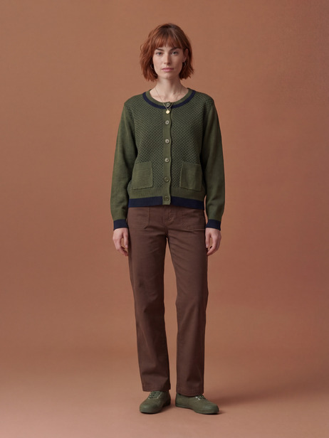 CARDIGAN JAMIE  Militaire , Prêt-à-porter Bensimon