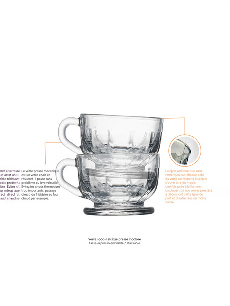 LOT DE 6 TASSES ESPRESSO - LA ROCHERE  Transparent , Maison Bensimon