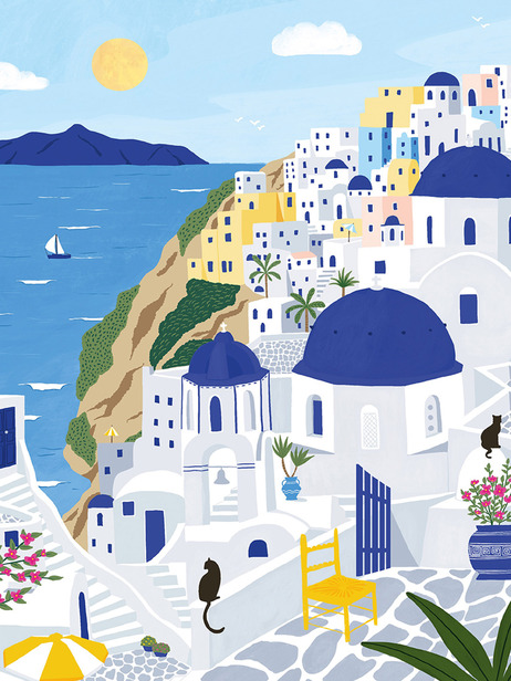 PUZZLE SANTORINI 500 PIECES - PIECE & LOVE  Bleu , Maison Bensimon