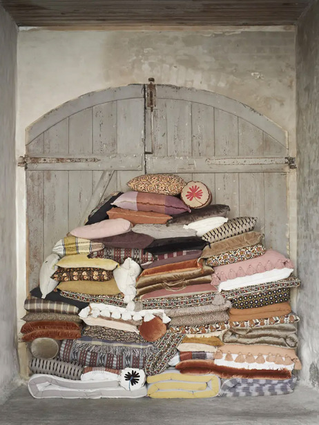 COUSSIN PRINT 50x50 - MME STOLTZ  Moutarde , Maison Bensimon