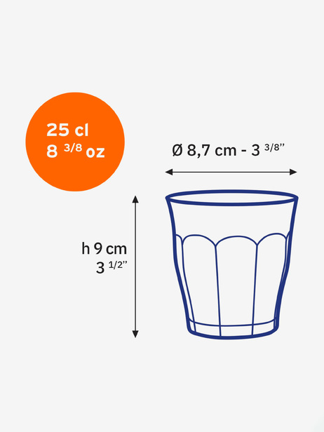 LOT DE 6 VERRES PICARDIE 25CL - DURALEX  Marine , Maison Bensimon