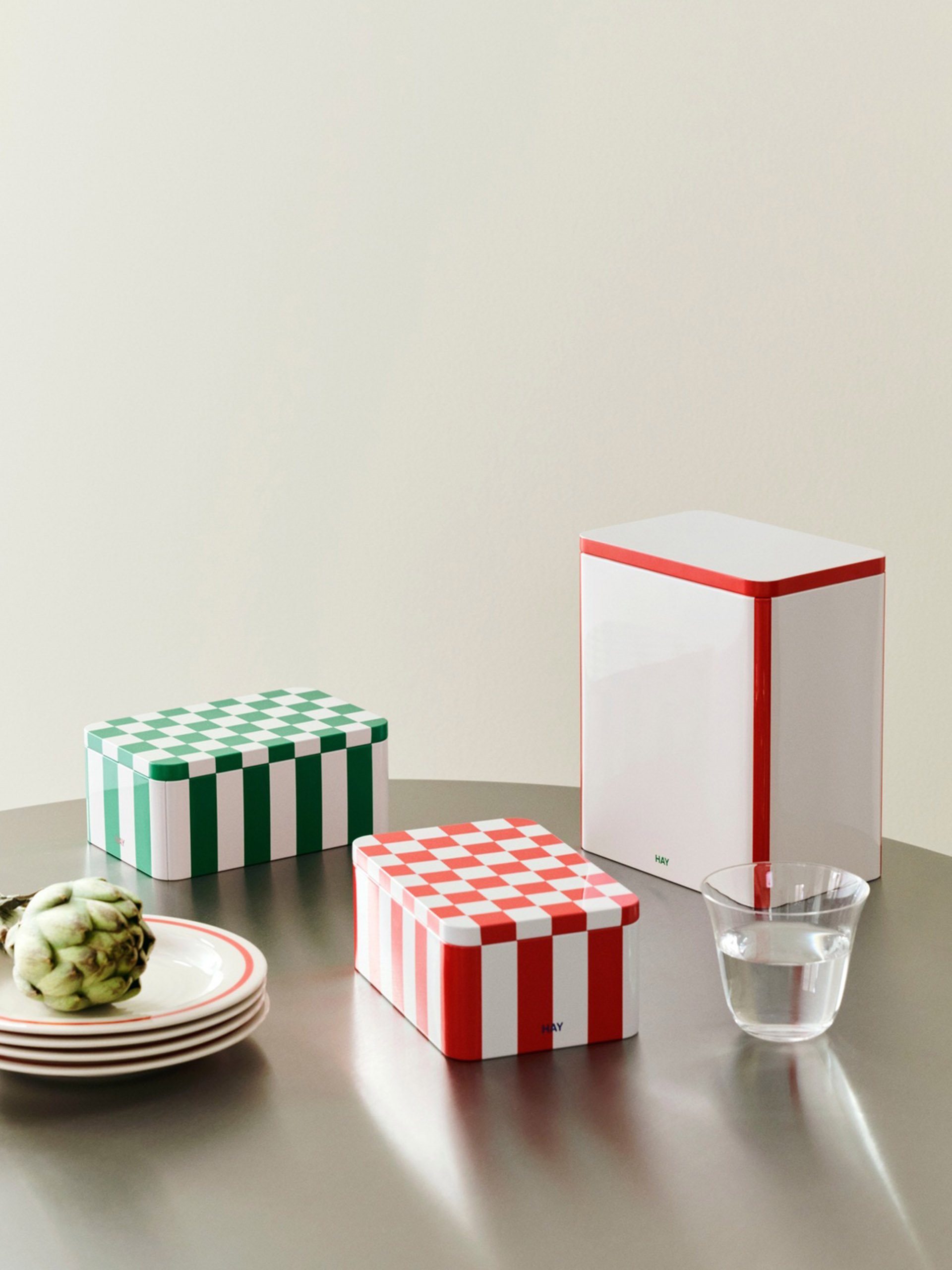 BOITE EN METAL VERT/BLANC - HAY Vert , Maison Bensimon
