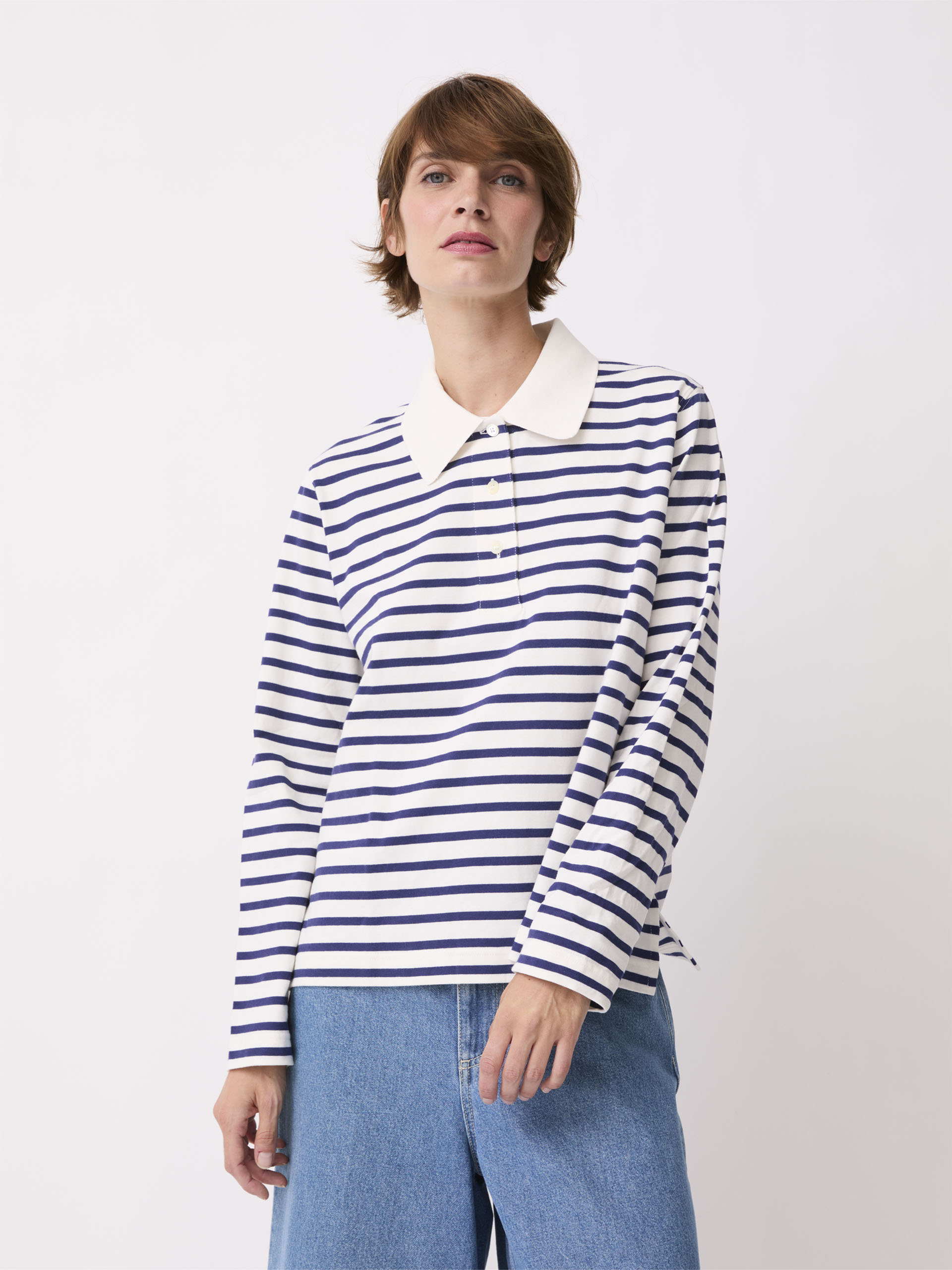 POLO PACO  Blanc - indigo , Pr&ecirc;t-&agrave;-porter Bensimon