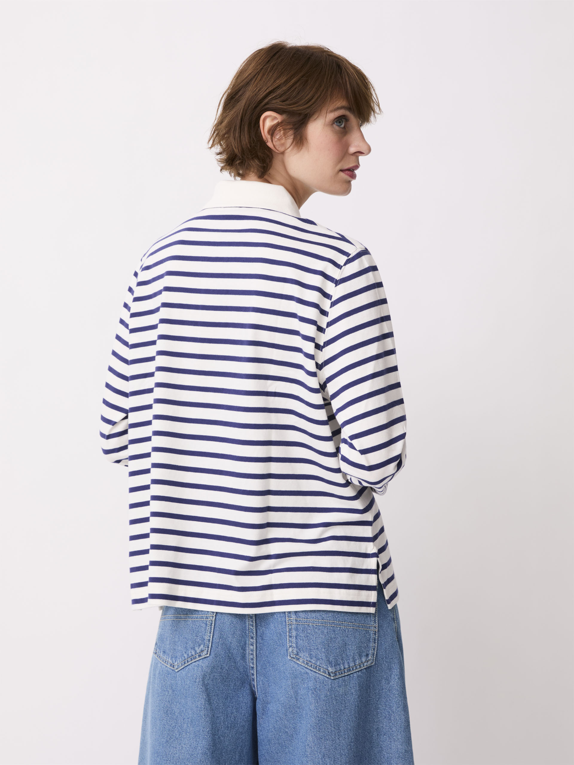 POLO PACO  Blanc - indigo , Pr&ecirc;t-&agrave;-porter Bensimon