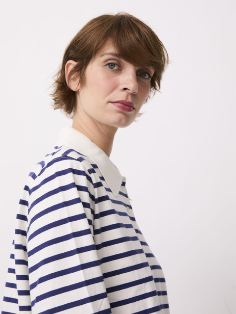 POLO PACO  Blanc - indigo , Pr&ecirc;t-&agrave;-porter Bensimon