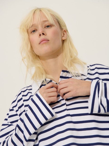 POLO PACO  Blanc - indigo , Pr&ecirc;t-&agrave;-porter Bensimon