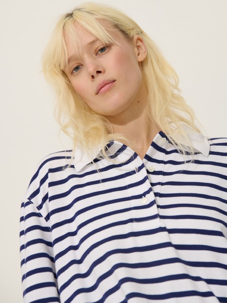 POLO PACO  Blanc - indigo , Pr&ecirc;t-&agrave;-porter Bensimon