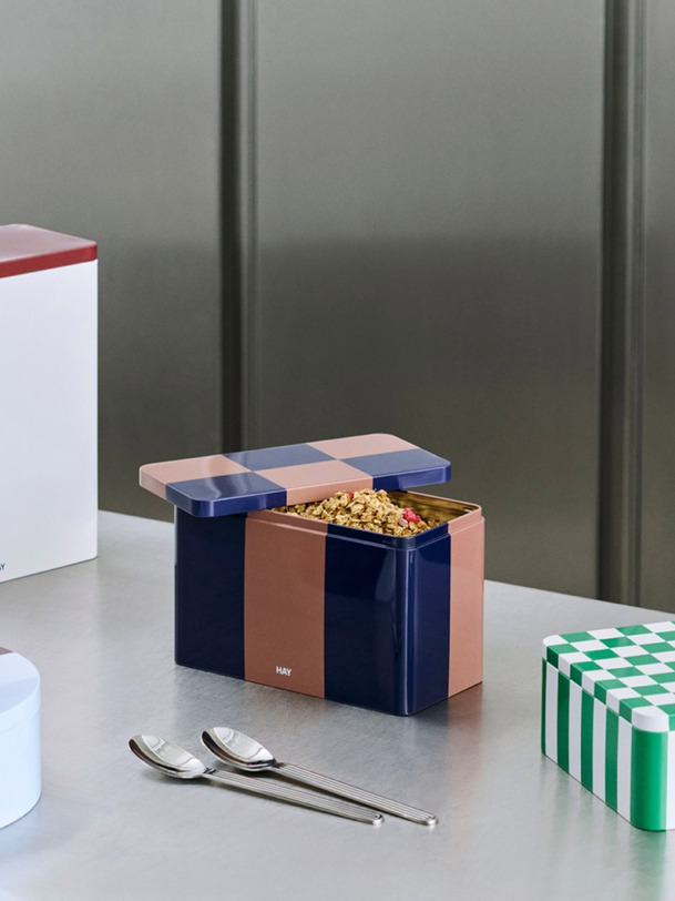 BOITE EN METAL TRICOLORE MARRON/VERT/BLANC - HAY Multicolore , Maison Bensimon