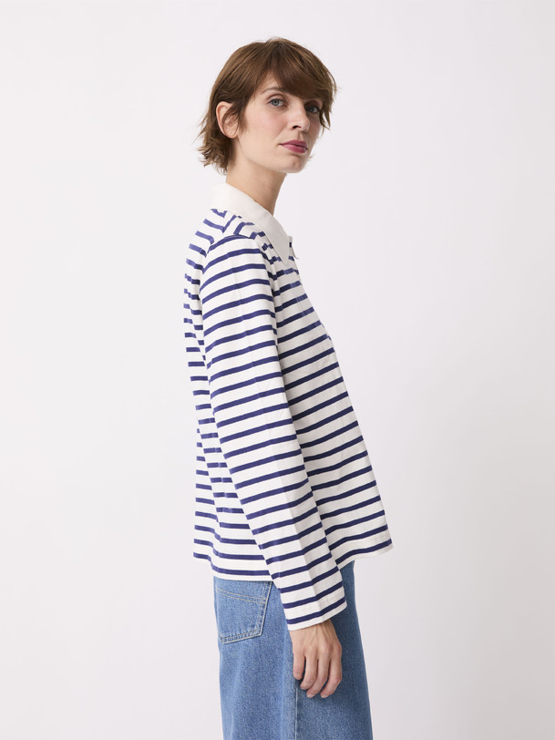 POLO PACO  Blanc - indigo , Pr&ecirc;t-&agrave;-porter Bensimon
