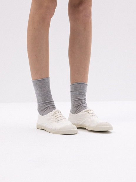 TENNIS LACETS BRODERIE FEMME  Ecru , Tennis & Chaussures Bensimon