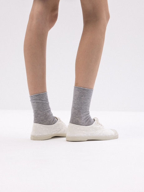 TENNIS LACETS BRODERIE FEMME  Ecru , Tennis & Chaussures Bensimon