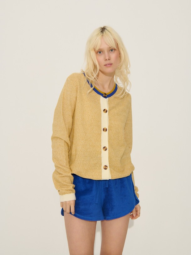 Cardigan Gilet Vintage Col V – 60% Laine, Couleur Camel, Taille 40, Femme, Très Bon état